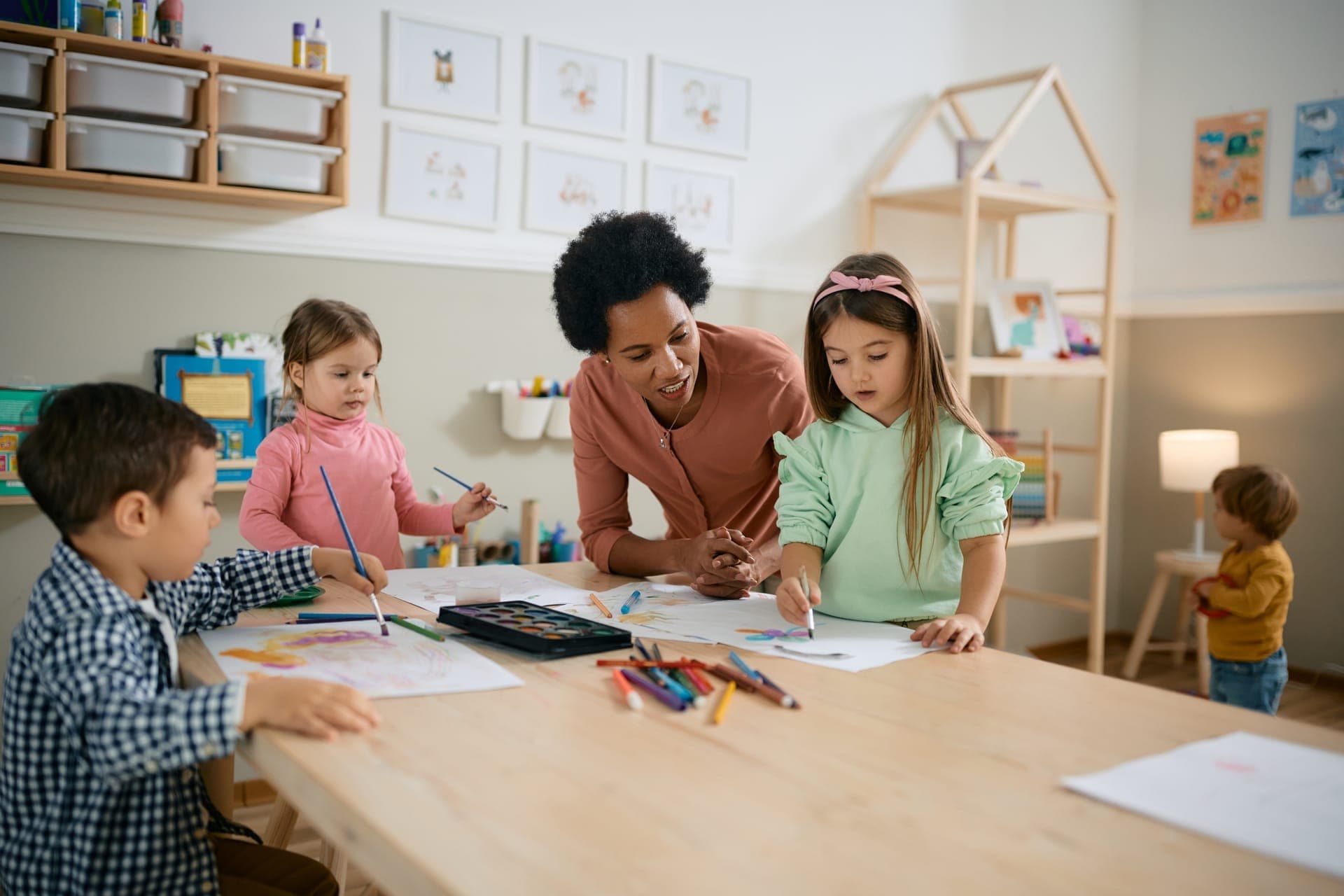 Homeschool families gathered for a co-op class